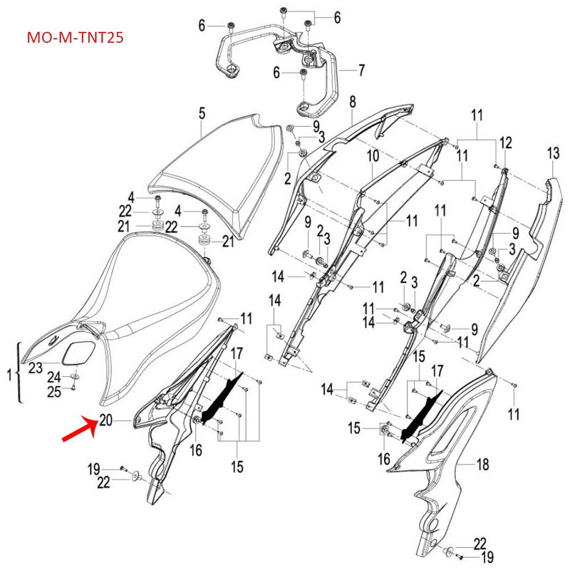 Covertor lateral derecho negro mate (TNT25)