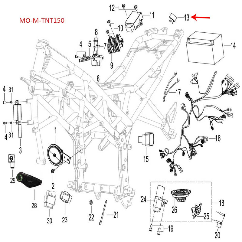 Diodo de arranque (TNT135 TNT150 TX200 TNT25 TRK251 LEONCINO250 302S LEONCINO500 TRK502X TNT600 752)