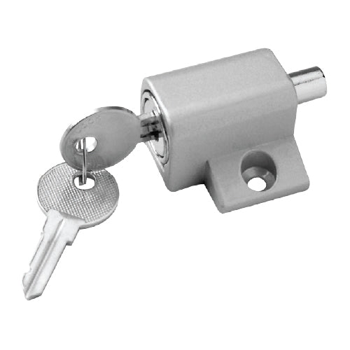 Cerradura de ventana deslizante de push lock. 2 llaves. Acabado cromado.