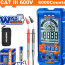 Multímetro Digital 6000 dígitos. CATIII 600V. Función inteligente. Rango automático.