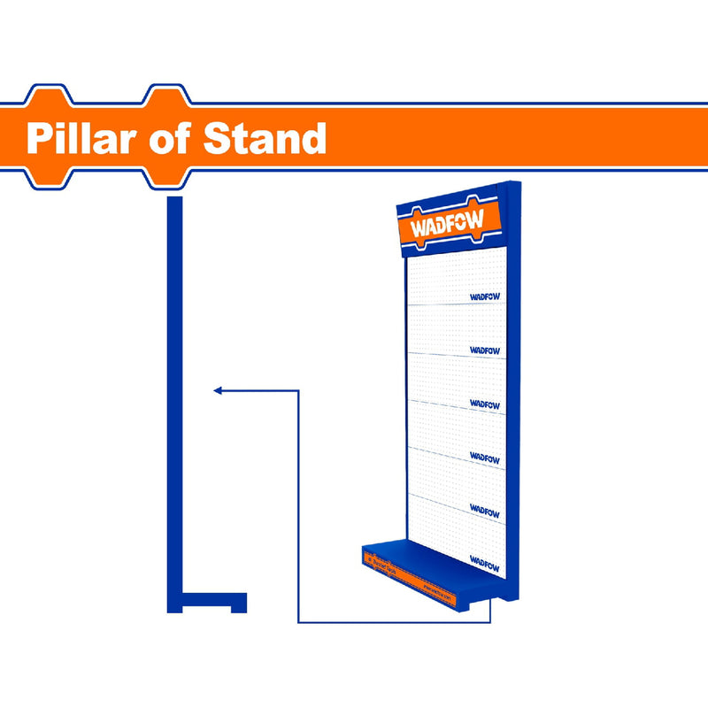 Pilastra para exhibidor Wadfow. Acero. Espesor: 1.2mm. Tubo cuadrado: 3cm x 6cm.