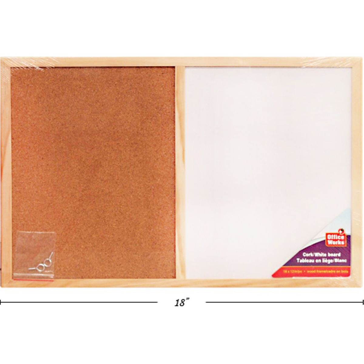 Pizarra blanca / corcho de 18 x 12 "