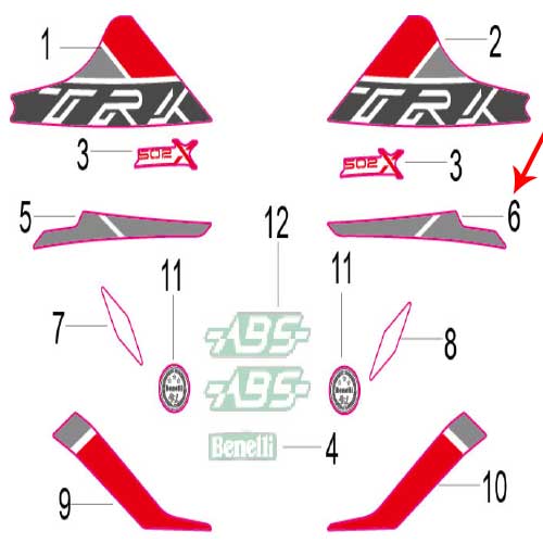 Calcomania placa decorativa frontal izquierda (TRK502X)