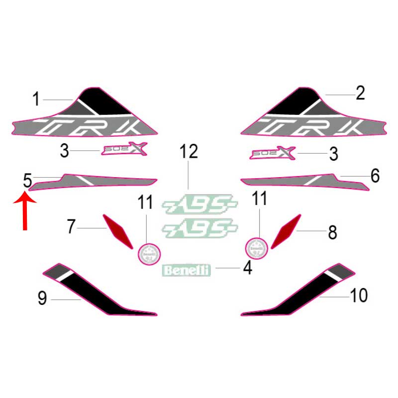 Calcomania placa decorativa frontal derecha (TRK502X)