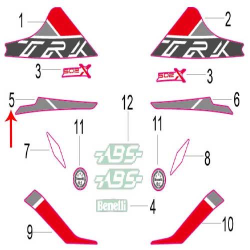 Calcomania placa decorativa frontal derecha (TRK502X)