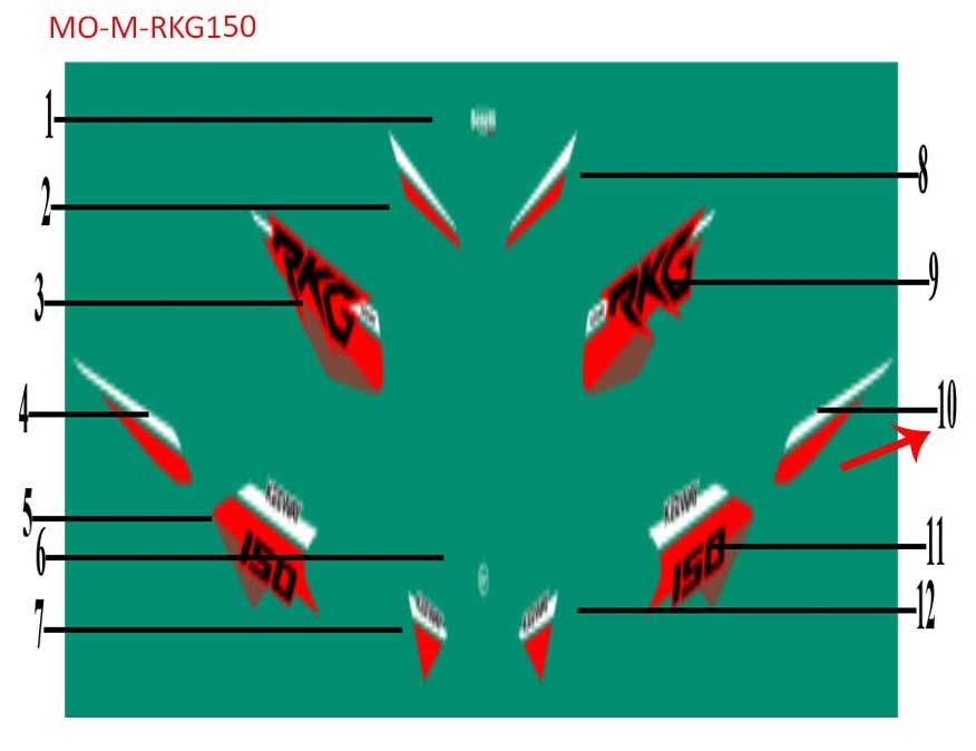 Calcomania izquierda trasera negra (RKG150)