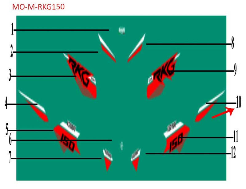 Calcomania izquierda trasera negra (RKG150)