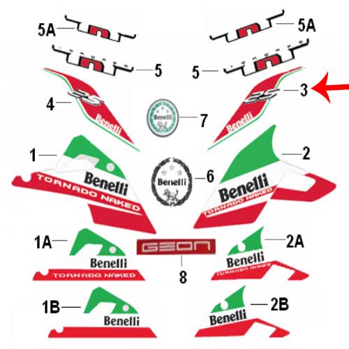 Calcomania del covertor trasero superior izquierdo (TNT25)