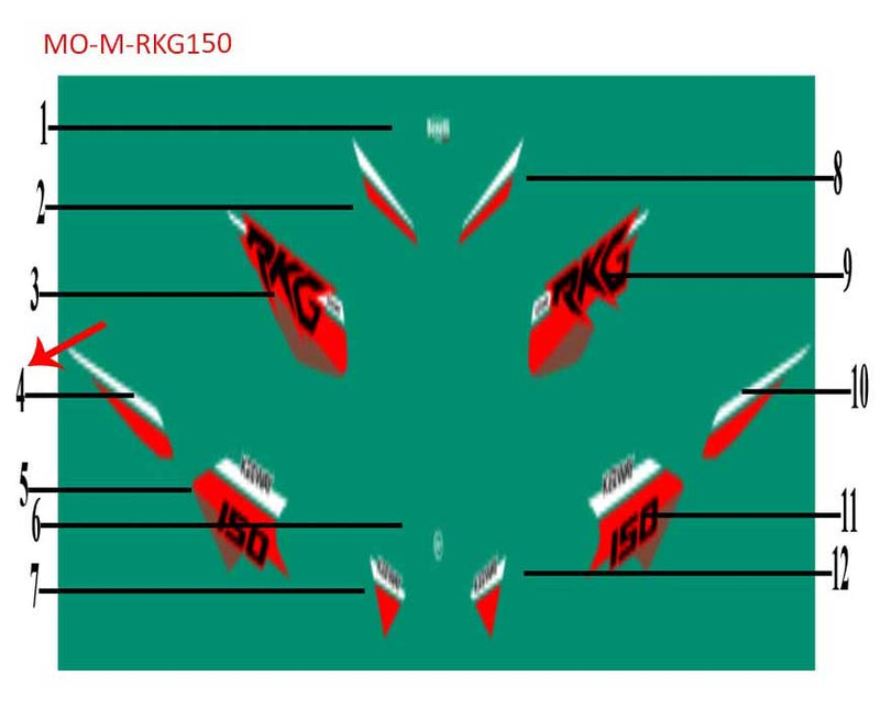 Calcomania derecha trasera negra (RKG150)