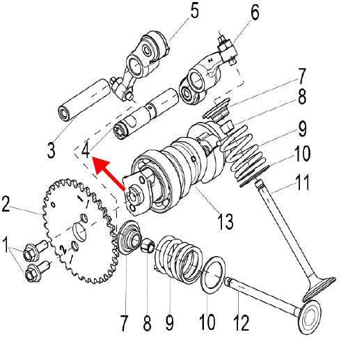 Eje de balancines de admision (K-BLADE125)