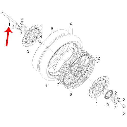 Eje de rueda delantera (LEONCINO500 / TRK502X)