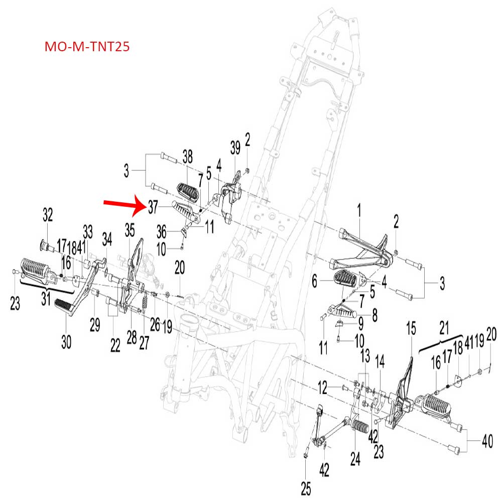 Posapie trasero derecho (TNT135 / LEONCINO250 / TNT25 / TRK251 / TRK502X)