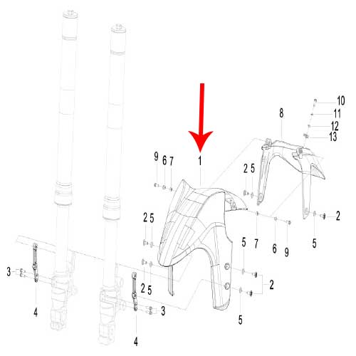 Guardabarros delantero rojo con calcomania (TRK251)