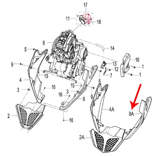 Covertor inferior izquierdo blanco con calcomanias (TNT25)