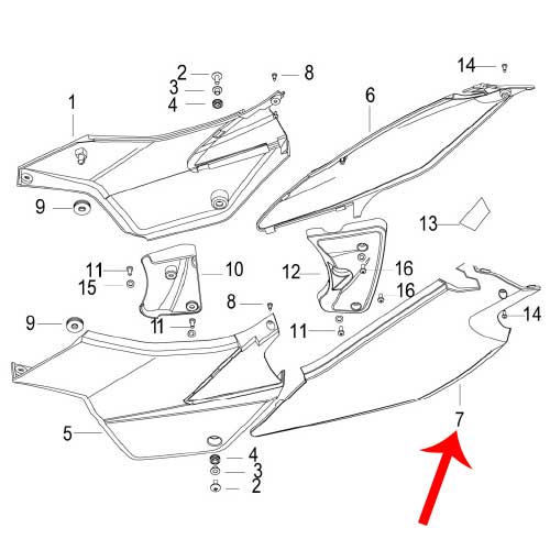 Covertor trasero lateral izquierdo blanco con calcomanias (TX200)