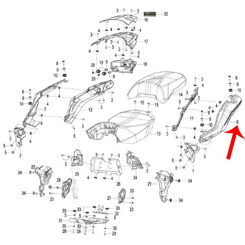 Covertor trasero izquierdo rojo con calcomanias (TRK502X)