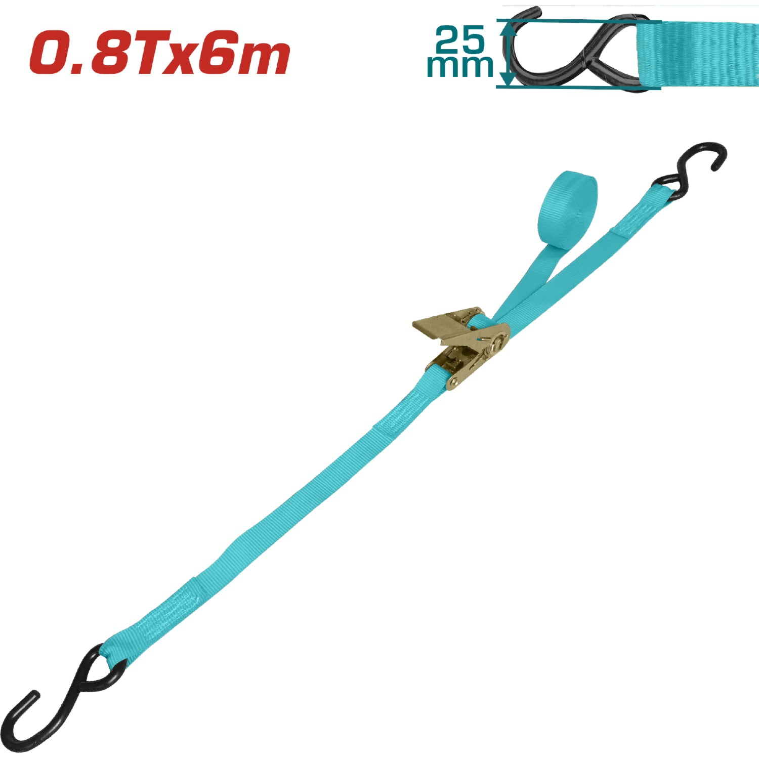 Sujetador tipo matraca 6m x 25mm. 0.8T