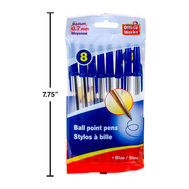 Bolígrafos de bola de 6,25 ", 8 piezas, azul