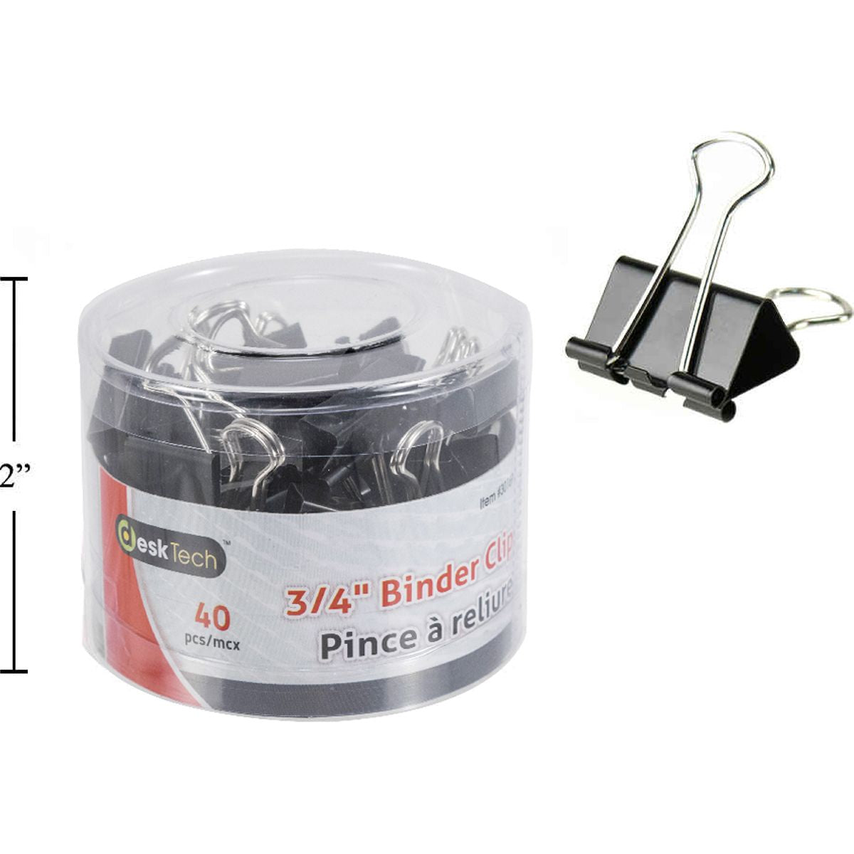 Clips sujetapapeles para carpetas de 3/4 " Desk Tech, 40 piezas