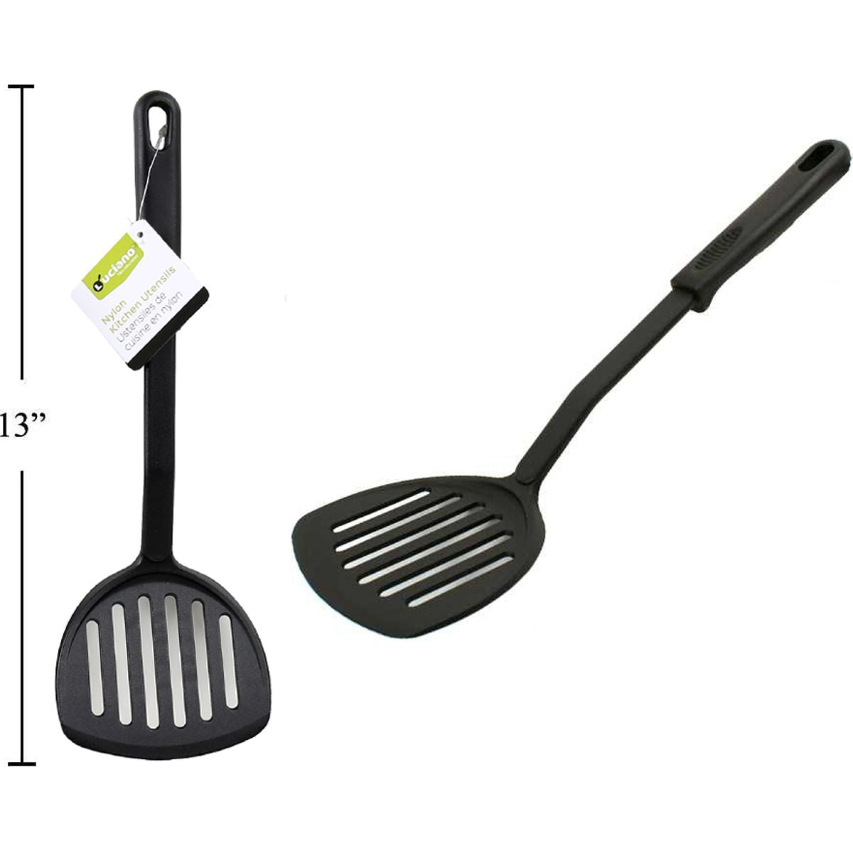 Luciano Nylon Espatula grande volteador para cocinar, etiqueta