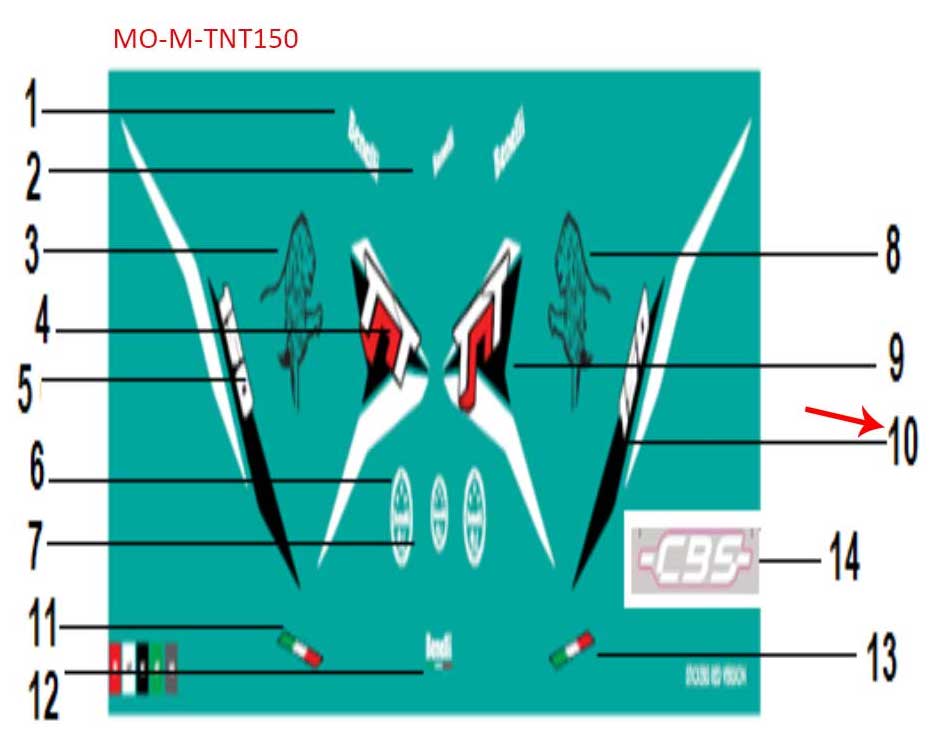Calcomania del covertor trasero izquierdo blanco (TNT150)