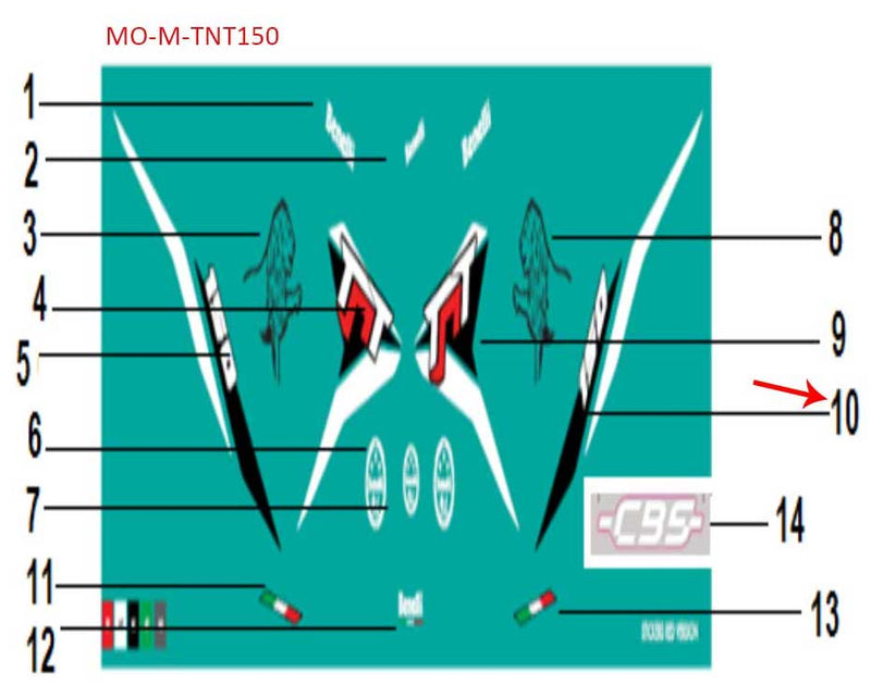Calcomania del covertor trasero izquierdo blanco (TNT150)