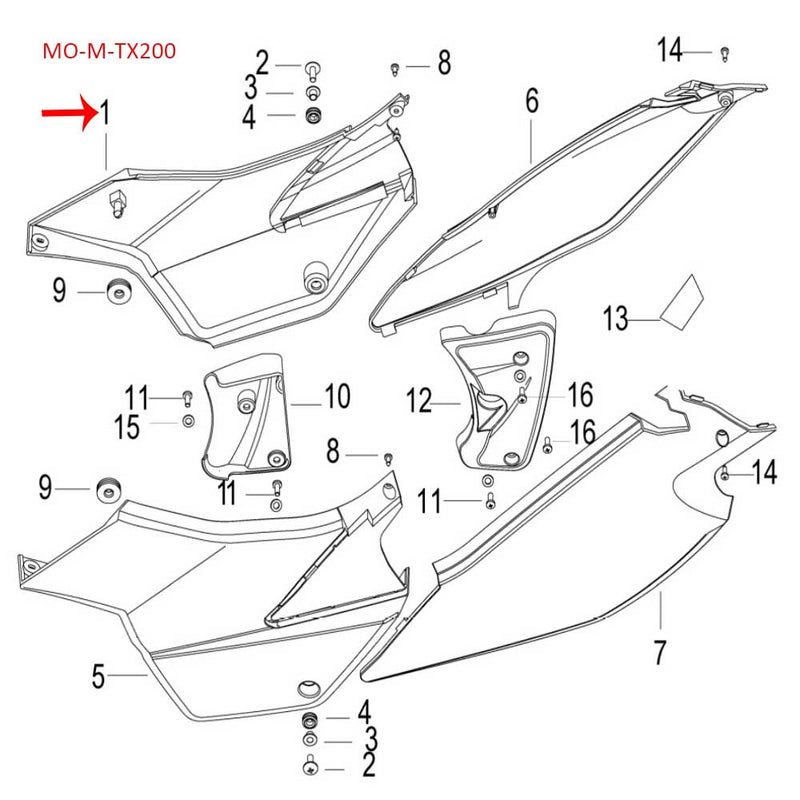Covertor lateral derecho (TX200)