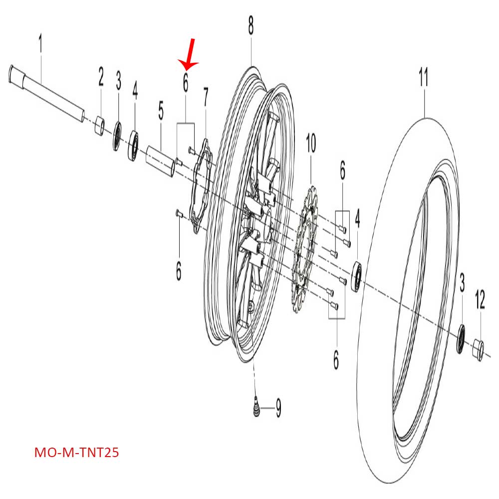 Tornillo M8x1.25x20 (K-BLADE, TNT25, TRK251, LEONCINO250, 302S, LEONCINO500, TRK502X, TNT600, 752S)
