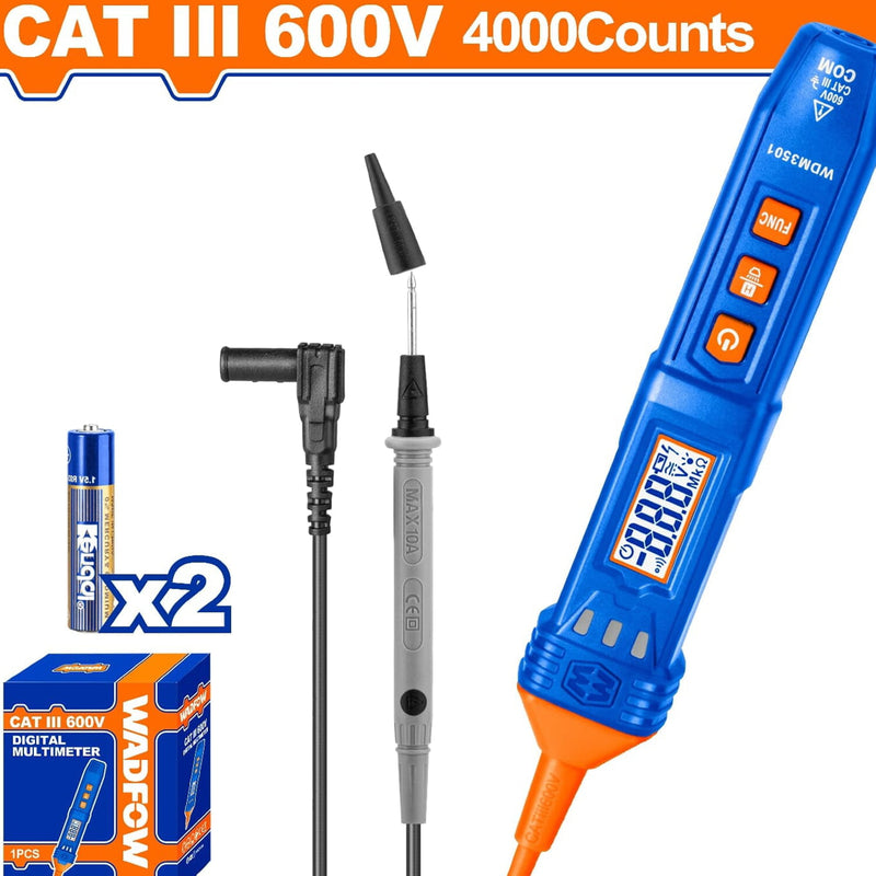 Multímetro Digital. CATIII 600V. 4000 Dígitos. Función inteligente. Medición secuencia de fases.