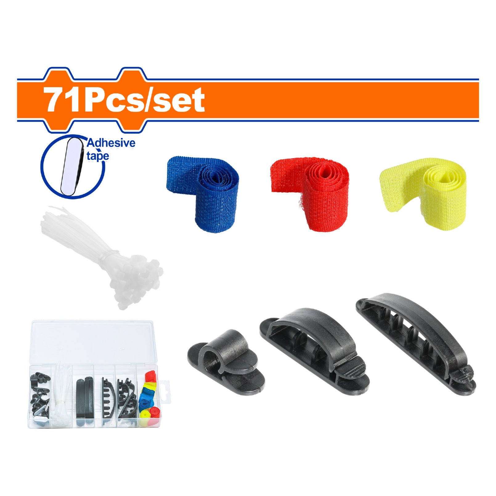 Tiras de Velcros con organizador de cables y zunchos. (71 piezas) Se vende en Set. Tira cierre mágico. Amarres amarradoes sunchos