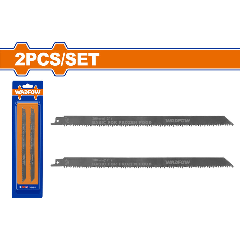 Hojas de sierra sable para alimentos congelados 300mm(12")8TPI. Material: Inoxidable.