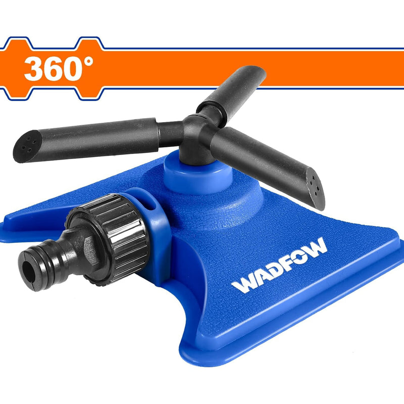 Aspersor de 3 brazos giratorio 360º. Con adaptador de herramientas de 3/4". Base de plástico. Para riego regar