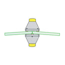 Pinza para abrir cortes de vidrio de tres puntos.