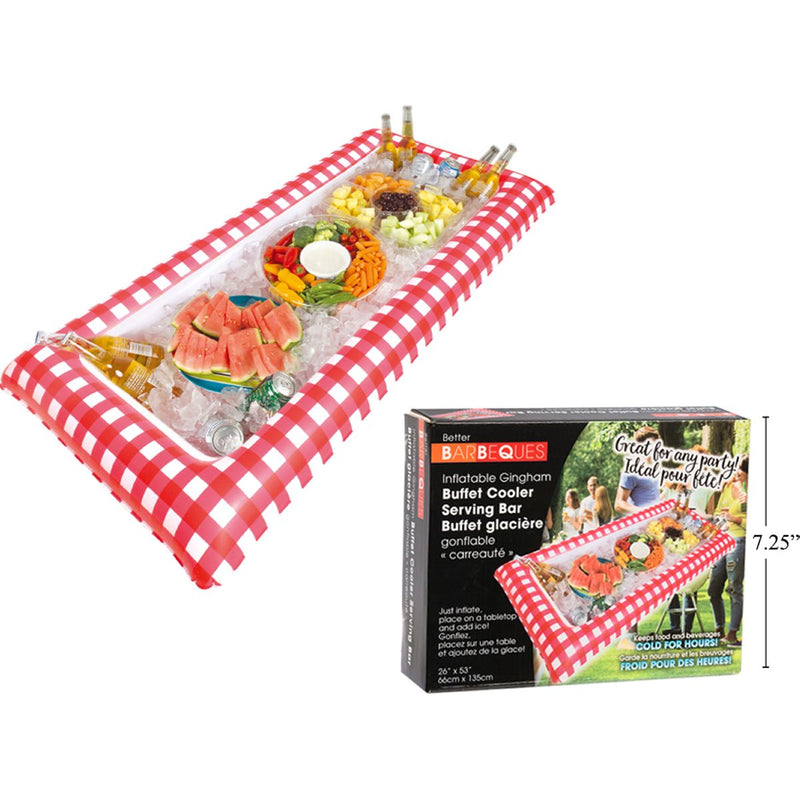 Enfriador para buffet inflable de cuadros vichy, 53 "x 26"