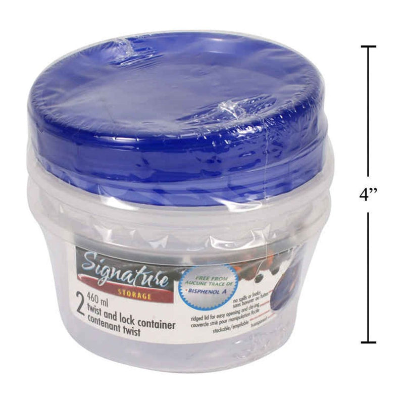 Contenedor Twist & Lock de 460 ml con tapa, 4 .5x3 " para alimentos