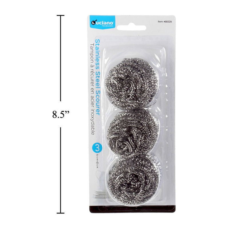 Estropajo acero inoxidable para fregar ollas  Luciano de 3 piezas, b / c (CS)