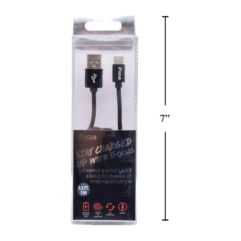 iFocus, cable de carga y sincronización 1M tipo C, negro, caja de pvc + bandeja (HZ)