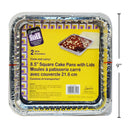 Juego de 2 moldes y tapas para pasteles cuadrados de papel de aluminio, 8 5/8 x 8 5/8 x 1 1/2 ".