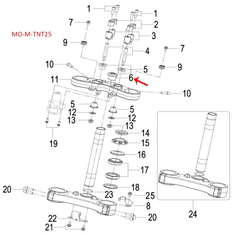 Perno superior del tablero (TNT135 TNT25 TRK251 LEONCINO250 302S LEONCINO500 TRK502X TNT600 752S)