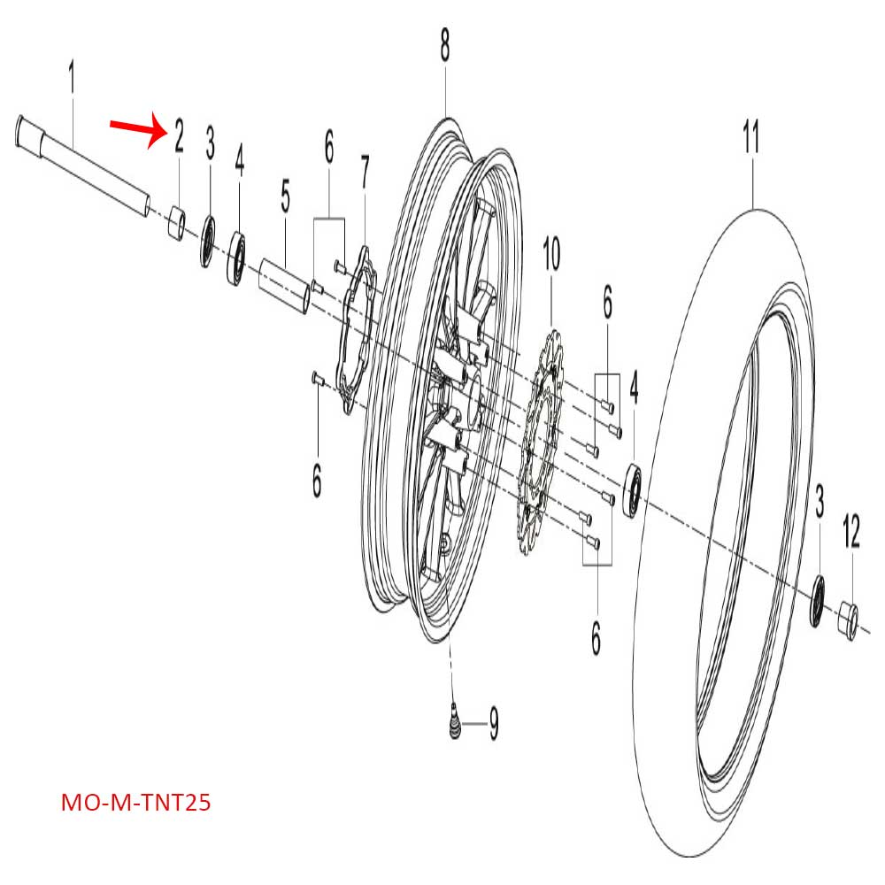 Buje derecho de rueda delantera (TNT25 / TRK251 / LEONCINO250 / 302S / LEONCINO500 / TRK502X)