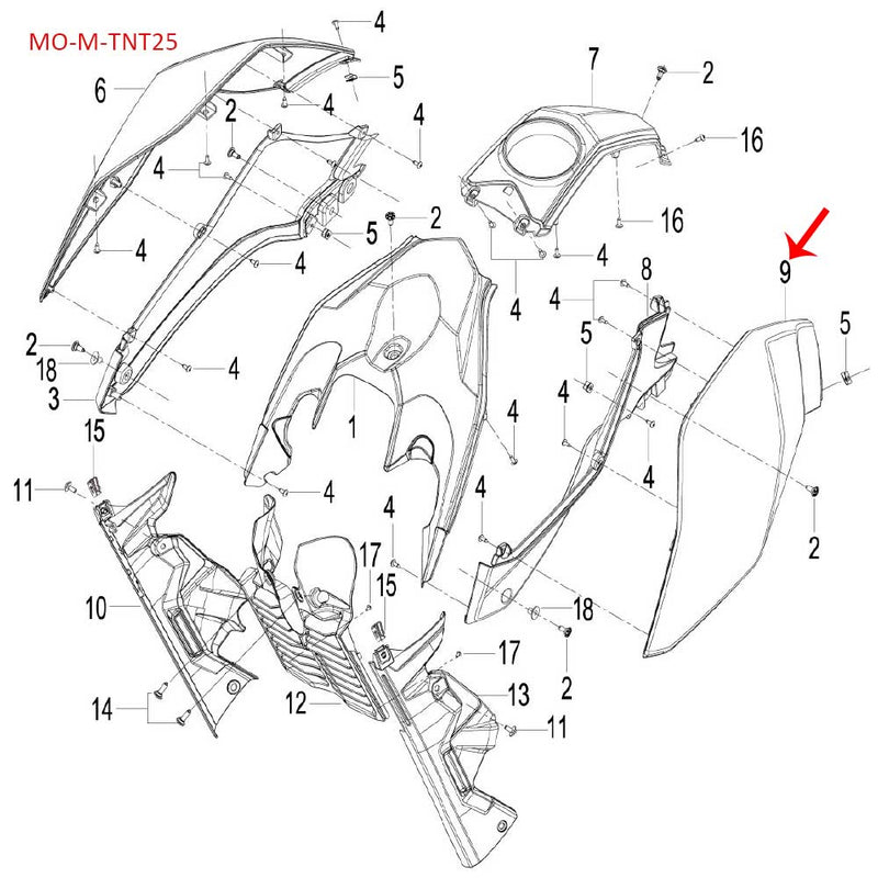 Covertor izquierdo de tanque Blanco con calcomanias (TNT25)