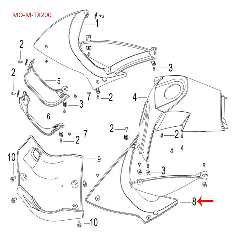 Covertor decorativo izquierdo del tanque (TX200)