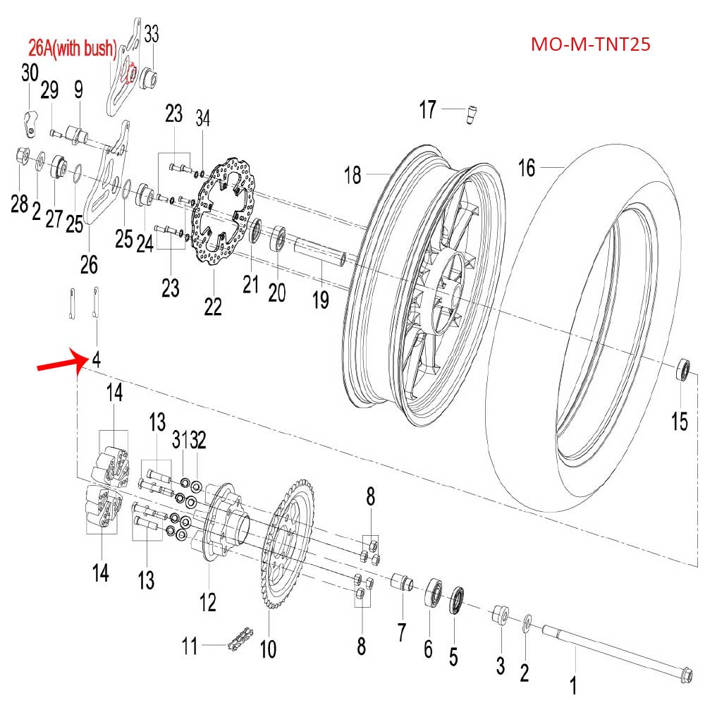 Clip de goma (TNT25 / TRK251 / LEONCINO250 / 302S / LEONCINO500 / TRK502X / TNT600)