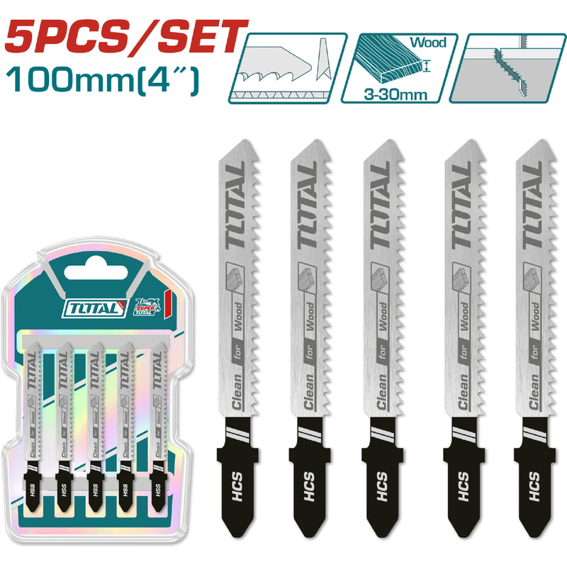 Hojas para sierra caladora tipo T para madera. 74mm. (10 dientes por pulgada) Set de 5