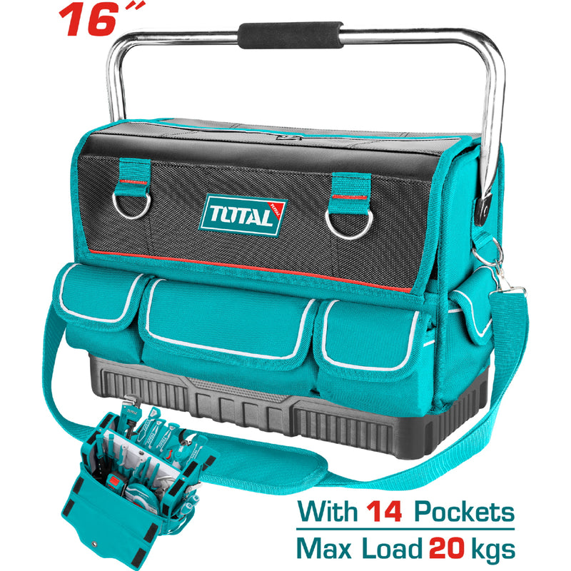 Bolso Caja herramientas de poliéster 600D, Tamaño 16”, 14pcs bolsillos para herramientas