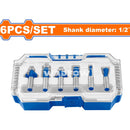 Puntas para router de 1/2". Alta calidad. Caja de 6 piezas.