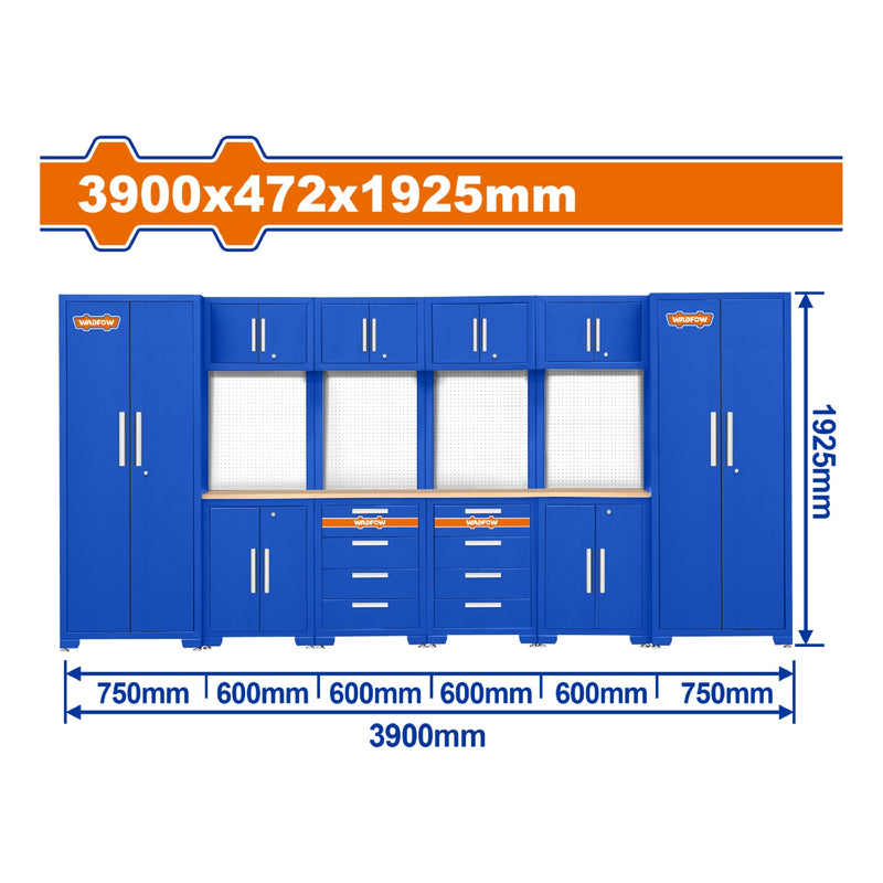 Armario Gabinete para Herramientas. 3900x472x1925mm. 10 piezas. Ideal en taller o bodega.