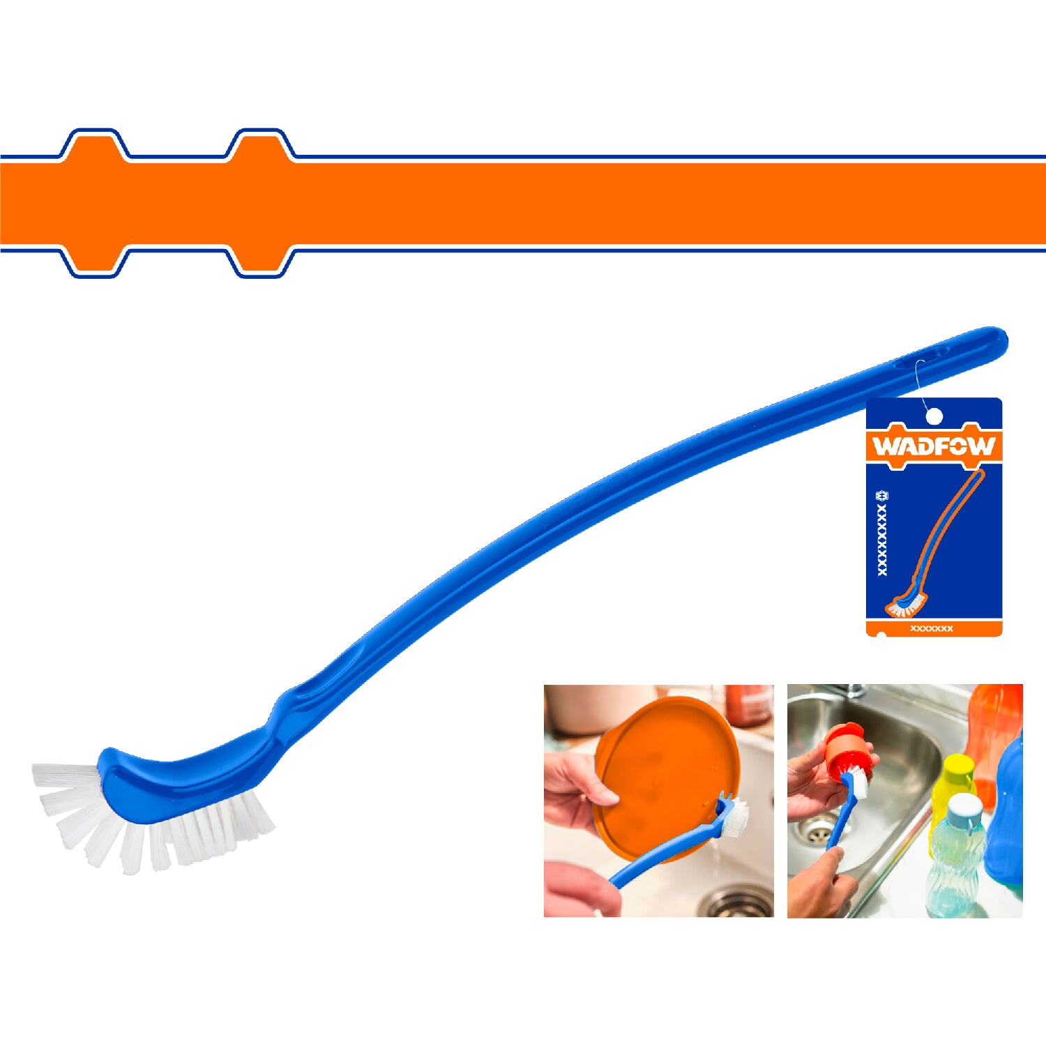 Cepillo para fregar vasos. Tamaño: 24.3cm x 2.2cm. Ideal para vasos y botellas.