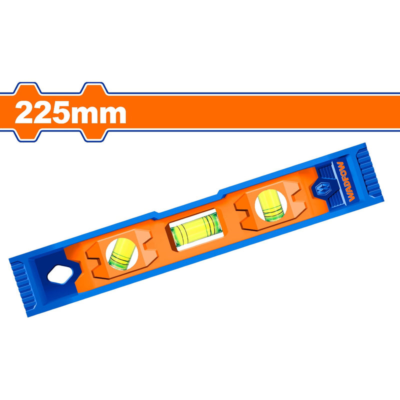 Mini Nivel de Burbuja de 225mm. 3 cápsulas de burbuja. Magnético. Plástico.