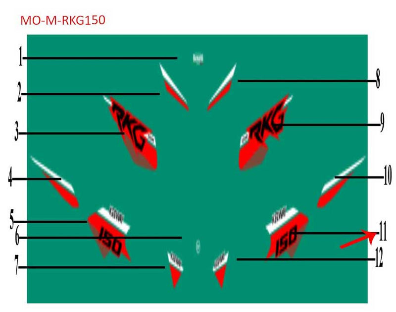 Calcomania izquierda lateral negra (RKG150)